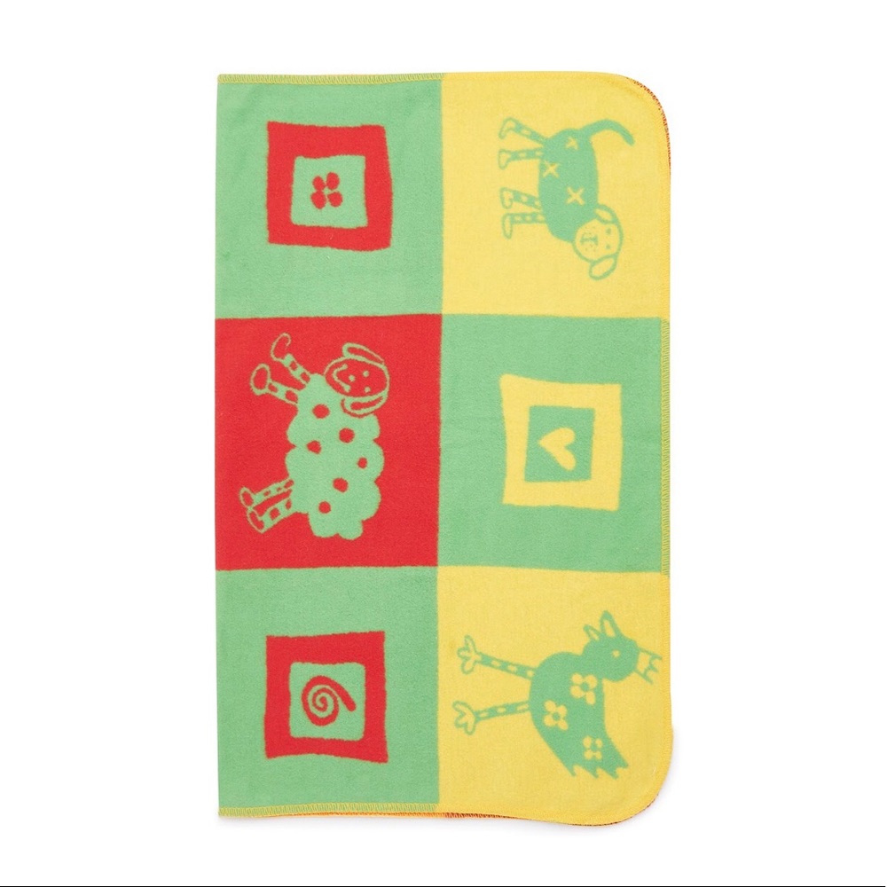 DAVID FUSSENEGGER BABY COLOUR BLOCK PRINT BLANKET
